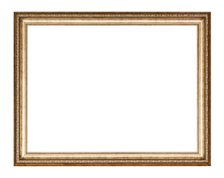 empty golden carved wooden picture frame