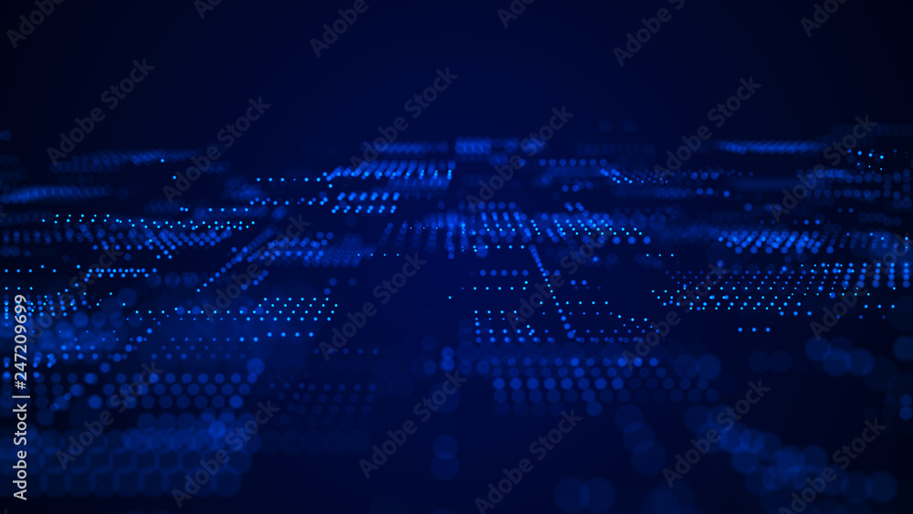 Fototapete Abstract tech background. Abstract space background. Digital technology background. Computer code. 3d rendering.