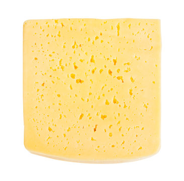 slice of yellow medium-hard cheese isolated