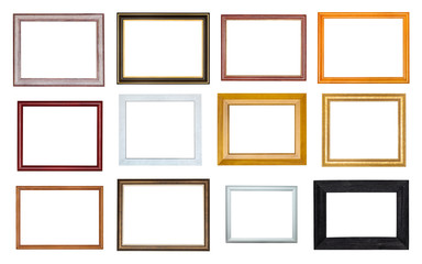 collection of various empty wooden picture frames