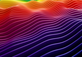 Abstract Colourful Rainbow Wavy Stripes with Realistic Shadows and Highlights