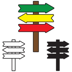 Object-Signpost, Red, Yellow & Green