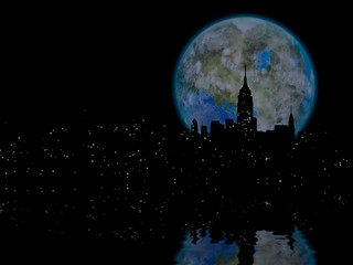 Obraz na płótnie Canvas Terraformed moon over Manhattan