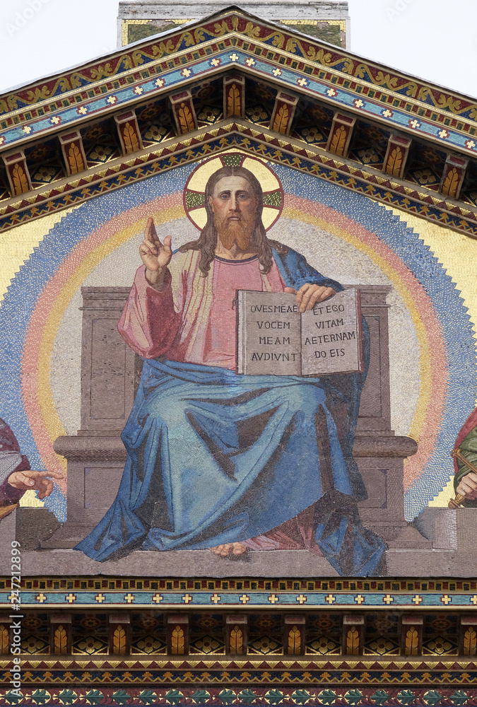 Wall mural mosaic of jesus christ the teacher, basilica of saint paul outside the walls, rome, italy