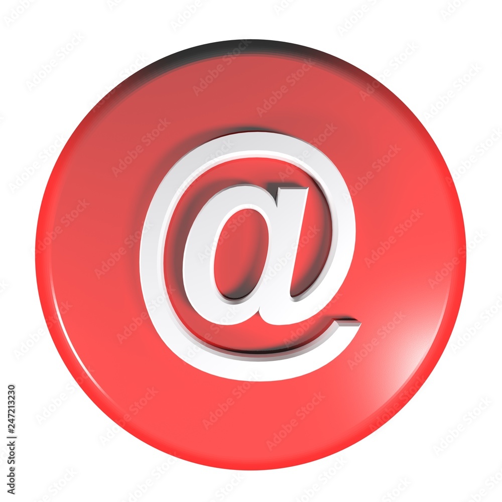 Poster red circle at - email push button - 3d rendering illustration