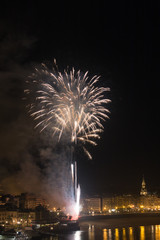 Fireworks exhibition at Kontxa's bay at Donostia-San Sebastian, Basque Country.	