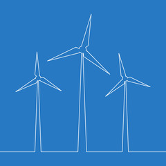 Continuous one line wind turbine energy concept