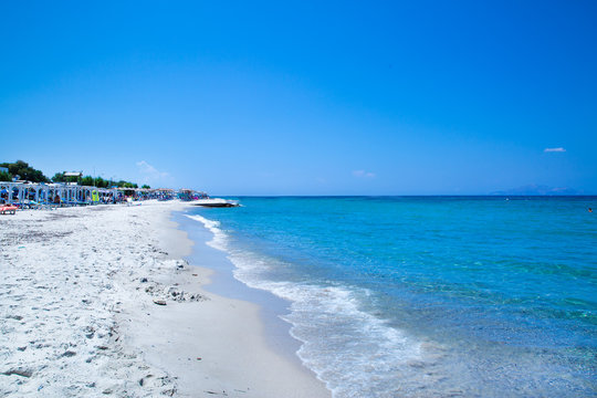 Azur water and white sand beach, Greece.