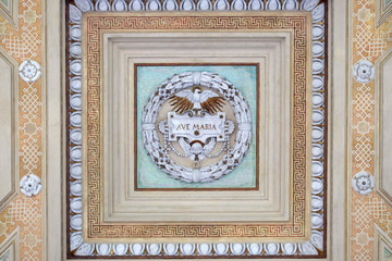 Ave Maria, stucco decoration, basilica of Saint Paul Outside the Walls, Rome, Italy 