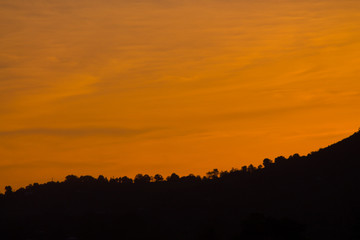 Sunset over Aizkorri mountains, view from Arantzazu, Basque Country.
