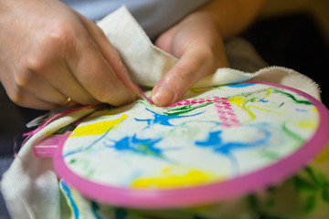 Embroidery pattern on the hoop