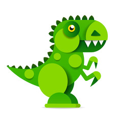 Cute cartoon dinosaur on white background. Prehistoric era.