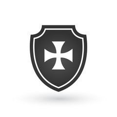 Shield of Templar Knights. Cross of the Templars. Isolated on white. Vector illustration isolated on white background.