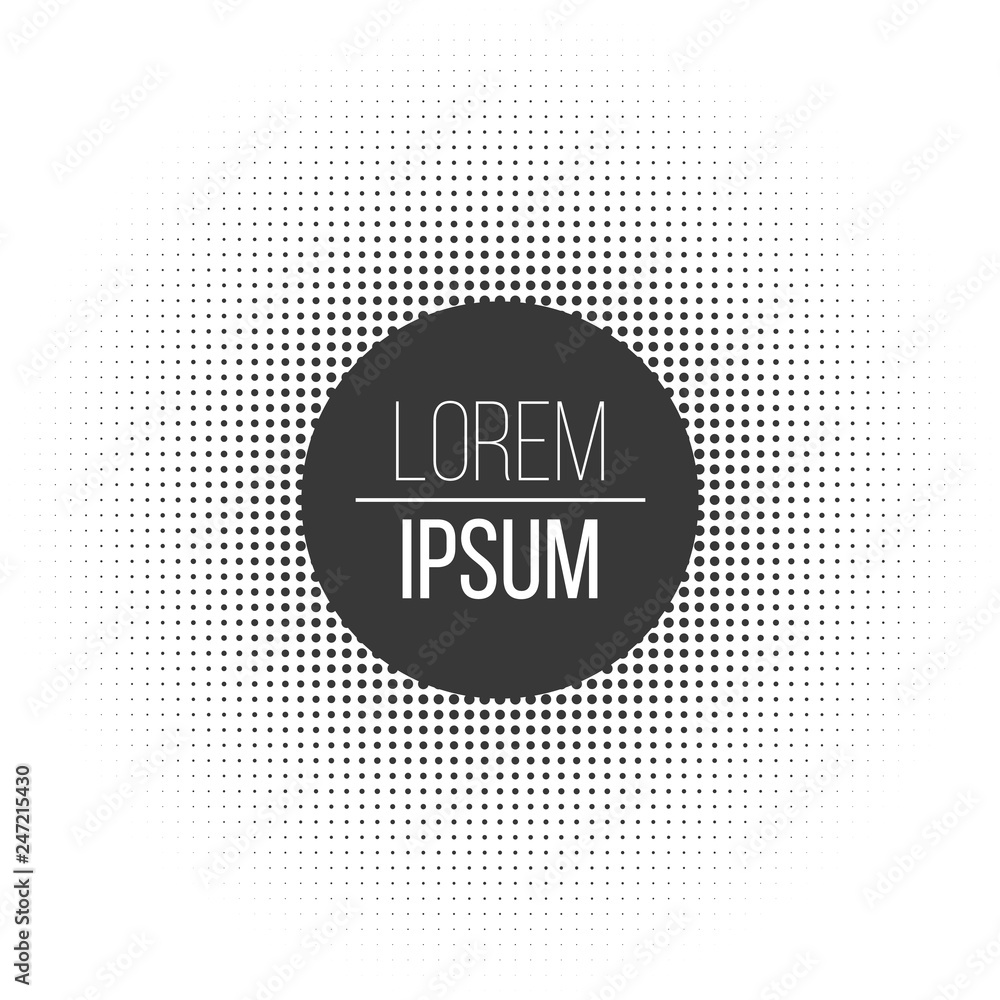 Aufkleber dot circle halftone pattern, vector illustration with circle and place for text template. vector ill