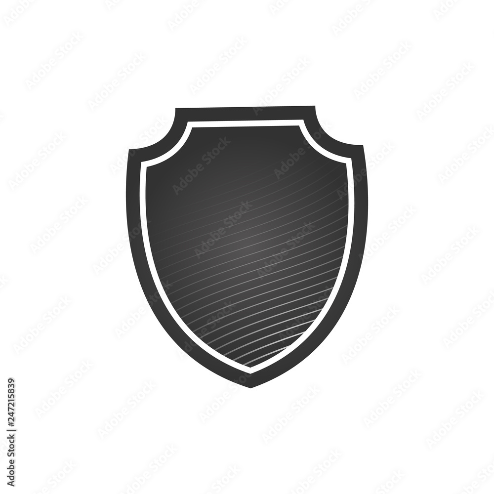 Poster shield icon in trendy flat style design with modern line waves. shield symbol for web site design, l
