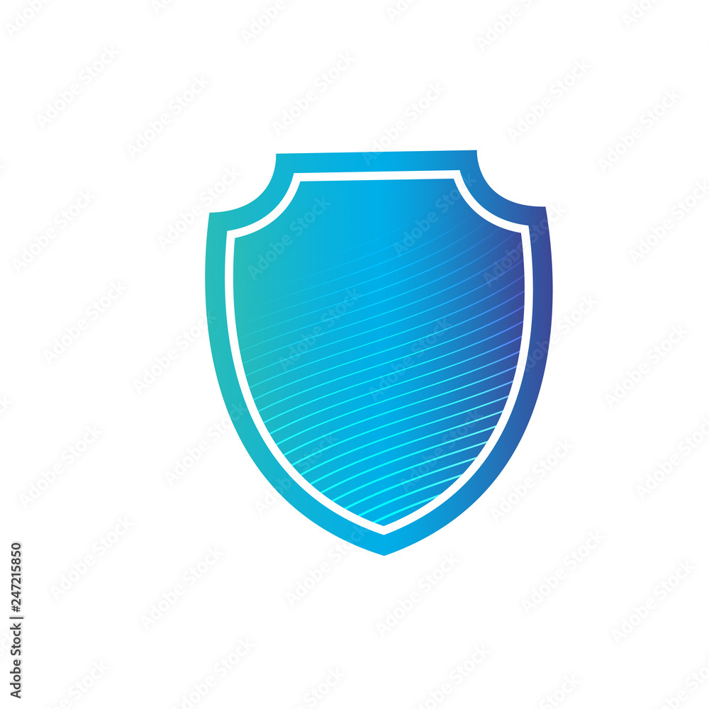Poster shield icon in trendy flat style design with modern line waves. shield symbol for web site design, l