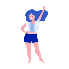 Beautiful plus size woman vector flat illustration.
