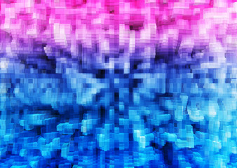 Pink and blue 8-bit extruded 3d blocks illustration background