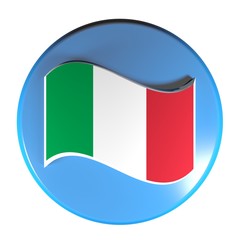 Blue circle push button italian flag - 3D rendering illustration
