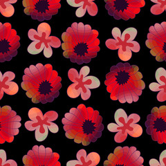 Seamless pattern with beautiful flowers.