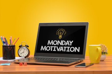 Monday Motiviation on A laptop with Saturated Background