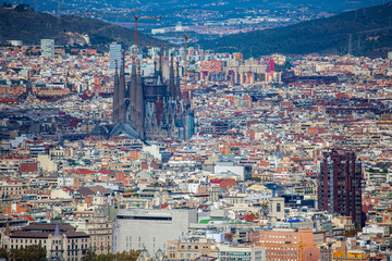 Obraz premium Panoramic cityscape of Barcelona (Spain)
