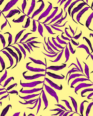 Tropical leaf pattern. Exotic seamless pattern with tropical leaves. Ethnic background with Hawaiian plants.