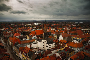 Fototapeta na wymiar Panorama of the old town of Gottingen in cloudy weather. Germany. Travel background