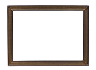 Brown wooden picture frame on white background