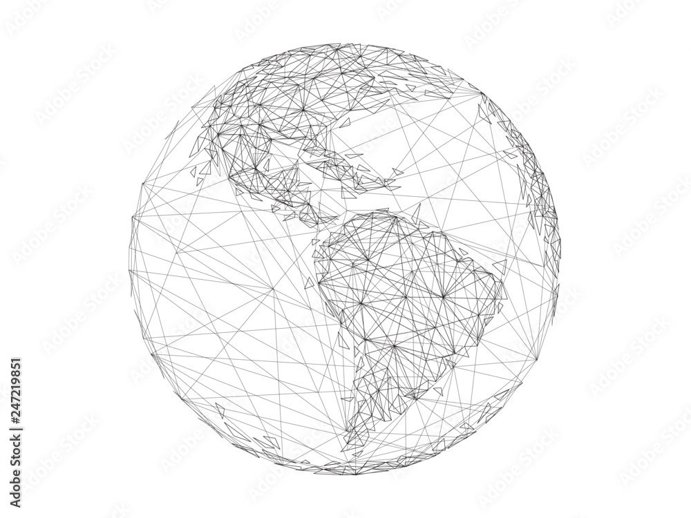Leinwandbilder World map point with line and composition and representing the global