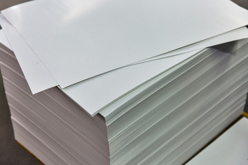 sheets of white paper for the printing closeup