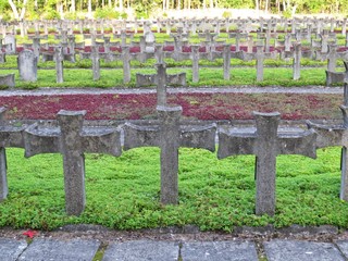 Tomb Stones Crosses at Cemetery of Palmiry Memorial Site, September 2018, Palmiry, Poland