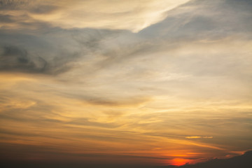 Cloudy blue sky during an amazing sunset.