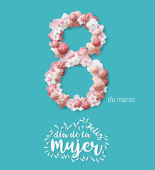 Spanish International Women's Day Vector - Happy Women's Day. 8 march international women's day greeting card.