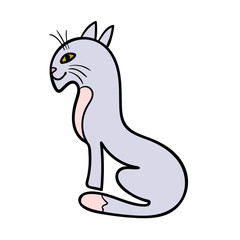 Cartoon  doodle cat isolated on white background. Vector illustration.   