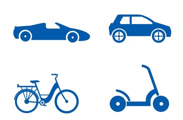 Naklejka premium Transport urbain en 4 icônes
