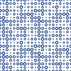 Fototapeta premium Abstract seamless pattern with halftone stars in circles. Geometric background. Vector illustration. 