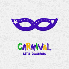 Concept of Carnival parade poster with mask. Vector