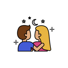 couple, love, sky, night color icon. Element of color love signs. Premium quality graphic design icon. Signs and symbols collection icon for websites, web design, mobile app