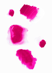 set watercolor abstract damp spots. Bright watercolor points on a simple white background. Simple design for printing on fabric. watercolor blots. 