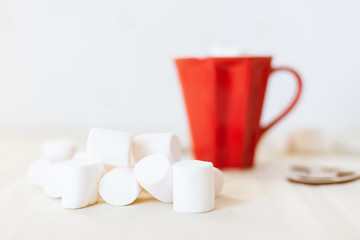 Red cup and marshmallows