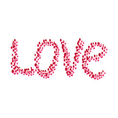 Word Love from a set of colored dots, vector