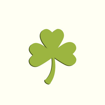 Clover leaf symbol. Green leaf. Symbol of St. Patrick's Day. Green clover leaf with flat shadow.
