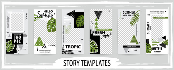 Trendy editable template for social topical networks stories, vector illustration. - obrazy, fototapety, plakaty
