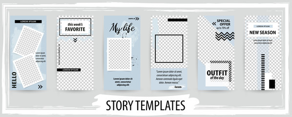 Trendy editable template for social networks stories, vector illustration.