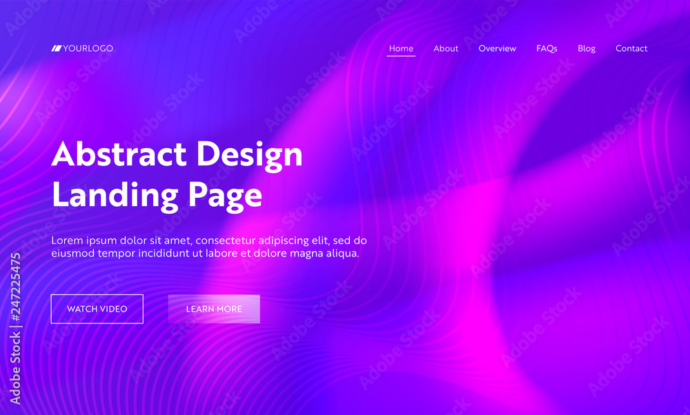 Poster purple abstract wave motion landing page background. futuristic digital minimal gradient pattern tem