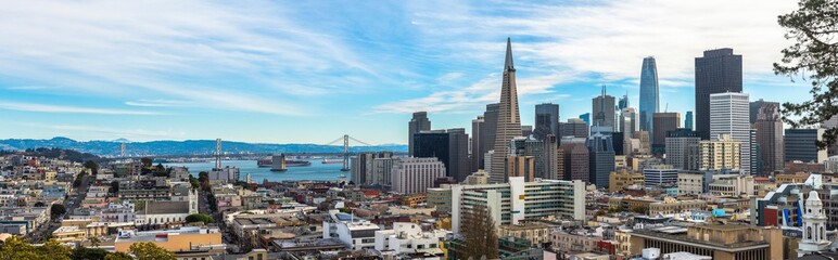 Naklejka premium Widok ogólny San Francisco City Downtown, Kalifornia