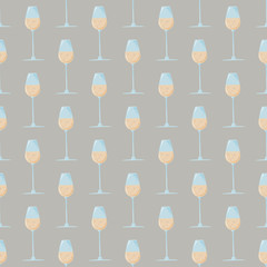 Colored abstract seamless pattern with glass of champagne. alcoholic drink print for bars