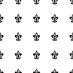 Obraz premium Lily flower (fleur-de-lis) seamless pattern. Vector background