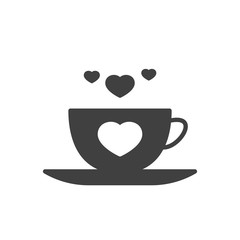 An abstract coffee cup heart shape love cafe icon concept